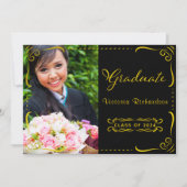 Gold Foto Class 2024 Abschluss für Schwarz und Imi Einladung (Vorderseite)