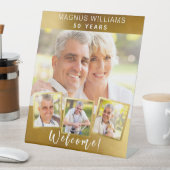 Gold Foto Collage Geburtstagsfeier willkommen Sockelschild (In Situ)