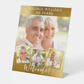 Gold Foto Collage Geburtstagsfeier willkommen Sockelschild (Vorderseite)