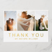 Gold Foto Collage Wedding Dankeschön Karte (Vorderseite)