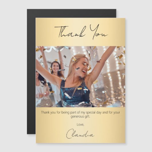 Gold Foto Dankeschön Magnetkarte (Vorne/Hinten)