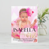 Gold Foto Einladung zum ersten Geburtstag (Stehend Vorderseite)