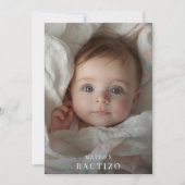 Gold Foto Mexikanische Taufe Einladung in Spanisch (Vorderseite)