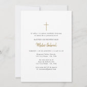 Gold Foto Mexikanische Taufe Einladung in Spanisch (Rückseite)