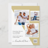 Gold FOTO QR CODE Hochzeitsdatum oder Rett Einladung (Vorderseite)