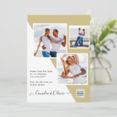 Gold FOTO QR CODE Hochzeitsdatum oder Rett Einladung (Stehend Vorderseite)