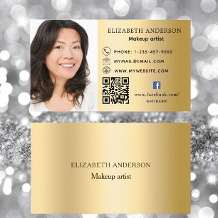 Gold Foto Qr Code Social Media Icons Premium Visitenkarte