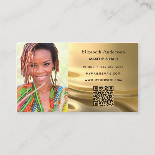 Gold Foto qr Code Visitenkarte (Rückseite)