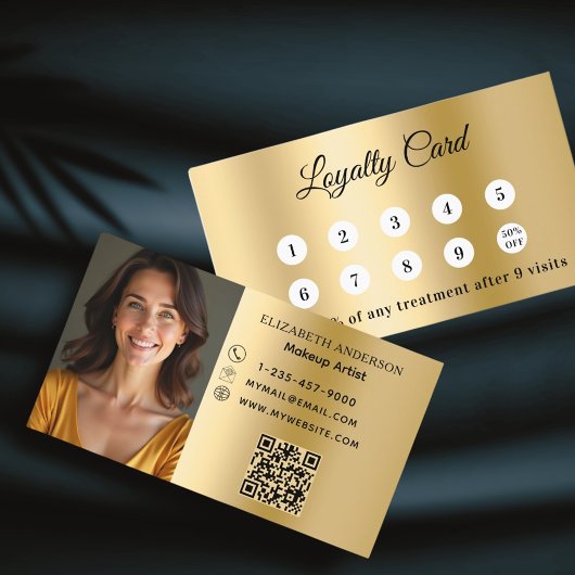 Gold Foto QR Code Visitenkarte Treuekarte
