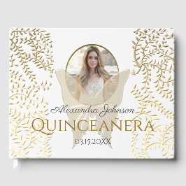 Gold Foto Quinceanera Geburtstag Gästebuch