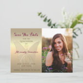 Gold Foto Quinceanera Save The Date (Stehend Vorderseite)
