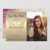 Gold Foto Quinceanera Save The Date (Vorne/Hinten)