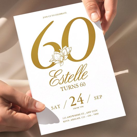 Gold Foto Save the Date 60. Geburtstag Einladung