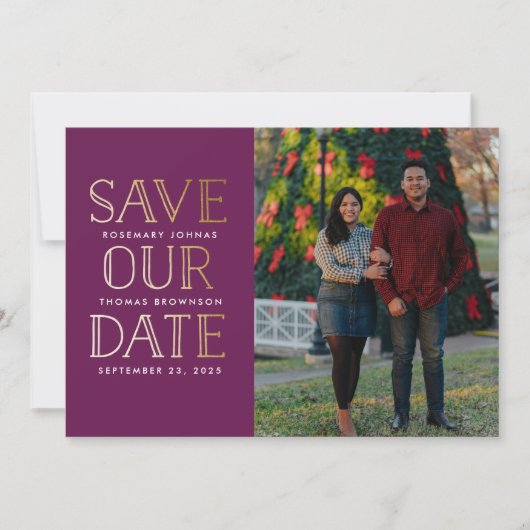 Gold-Foto Save the Date gestapelt (Vorderseite)