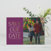 Gold-Foto Save the Date gestapelt (Stehend Vorderseite)