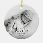 Gold Foto Script Baby Birth Stats Ankündigung Keramik Ornament (Vorne)