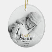 Gold Foto Script Baby Birth Stats Ankündigung Keramik Ornament (Links)