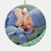 Gold Foto Script Baby Birth Stats Ankündigung Keramik Ornament (Hinten)