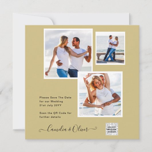Gold Foto Wedding lädt QR-Code zu Rett-Terminen ei (Vorderseite)