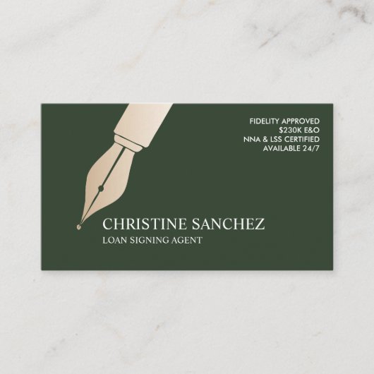 GOLD FOUNTAIN PEN ÖFFENTLICHES NOTARY SINGNING AGE VISITENKARTE (Vorderseite)