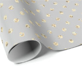 Gold Foxier Confetti Small Polka Dots Silver Gray Geschenkpapier (Rolleneckpunkt)