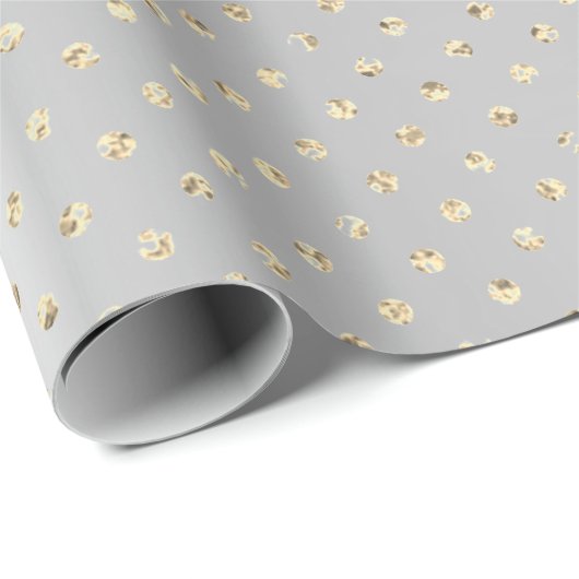 Gold Foxier Confetti Small Polka Dots Silver Gray Geschenkpapier (Rolleneckpunkt)