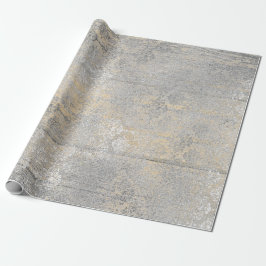 Gold Foxier Damask Silver Gray Wood Shabby Rustika Geschenkpapier