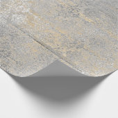 Gold Foxier Damask Silver Gray Wood Shabby Rustika Geschenkpapier (Ecke)