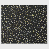 Gold Foxier Diamonds Metallic Black Confetti Lux Geschenkpapier (Flach)