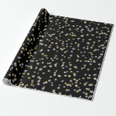 Gold Foxier Diamonds Metallic Black Confetti Lux Geschenkpapier (Ungerollt)