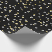 Gold Foxier Diamonds Metallic Black Confetti Lux Geschenkpapier (Ecke)