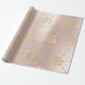 Gold Foxier Oriental Floral Confetti Peak Blush Geschenkpapier (Ungerollt)