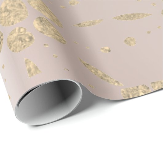 Gold Foxier Oriental Floral Confetti Peak Blush Geschenkpapier (Rolleneckpunkt)