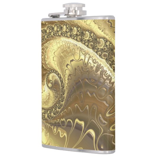 Gold Fraktal Art Flachmann (Links)