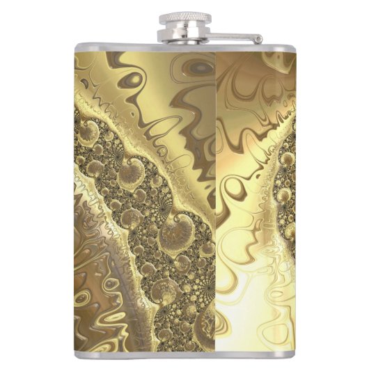 Gold Fraktal Art Flachmann (Rückseite)