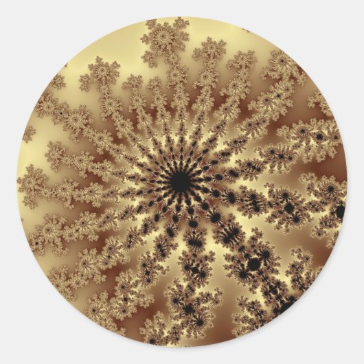 Gold-Fraktal-Burst Runder Aufkleber (Vorderseite)