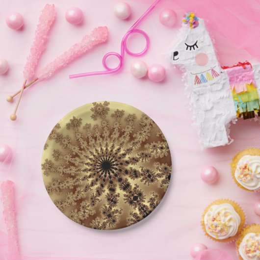 Gold-Fraktal Pappteller (Party)