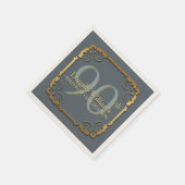 Gold Frame 90. Geburtstag Feier Papier Servietten (Ecke)