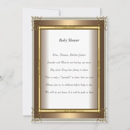 Gold Frame Baby Dusche Party Gold Einladung (Vorderseite)