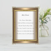 Gold Frame Baby Dusche Party Gold Einladung (Stehend Vorderseite)