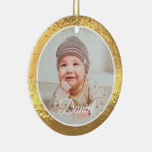 gold Frame Baby's First Christmas Keramik Ornament (Rechts)