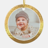 gold Frame Baby's First Christmas Keramik Ornament (Vorne)