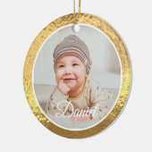 gold Frame Baby's First Christmas Keramik Ornament (Links)