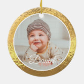 gold Frame Baby's First Christmas Keramik Ornament (Hinten)