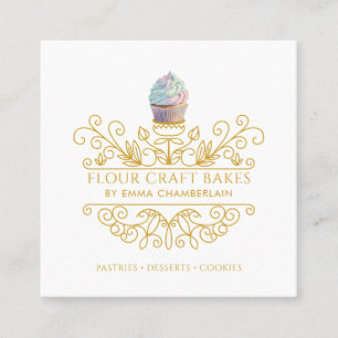 Gold Frame Bakery Baker's Logo Business Card Quadratische Visitenkarte