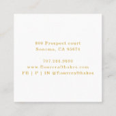 Gold Frame Bakery Baker's Logo Business Card Quadratische Visitenkarte (Rückseite)