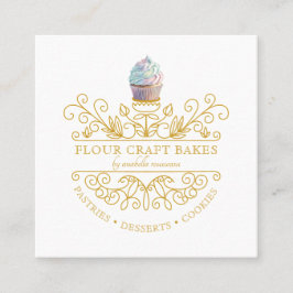 Gold Frame Bakery Baker's Logo Business Card Quadratische Visitenkarte