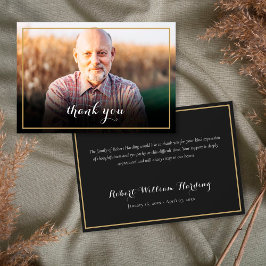 Gold Frame Beerdigung Foto Elegantes Skript Dankeskarte