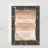 Gold Frame Black Glitzer Sparkorder Einladung (Vorderseite)