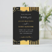 Gold Frame Black Modern Wedding Einladungskarte Einladung (Stehend Vorderseite)